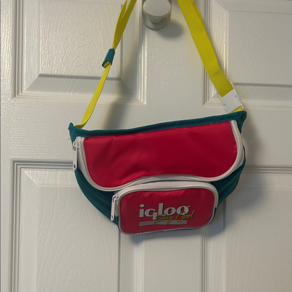 Igloo Red and Teal Waist Bag with Yellow Accent cooler